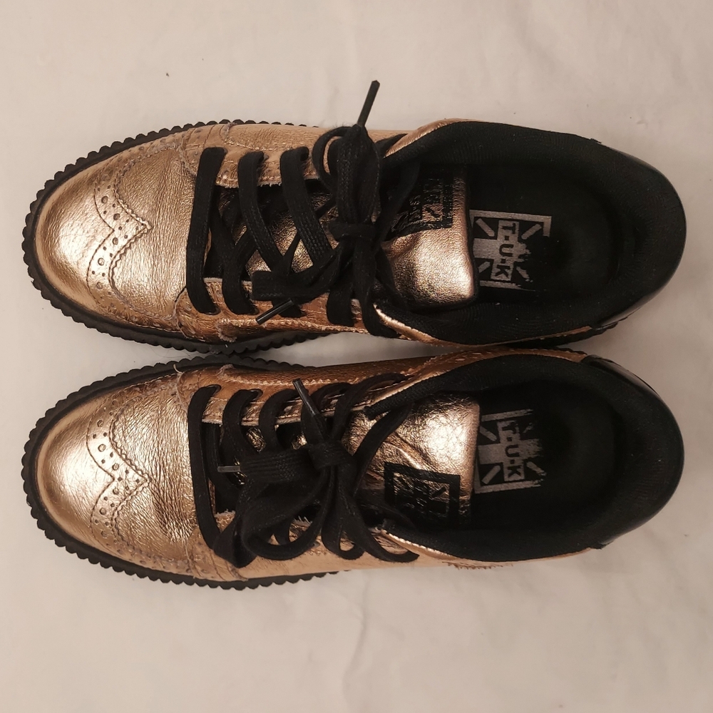 TUK Gold Leather Brogues - Picture 4 of 8